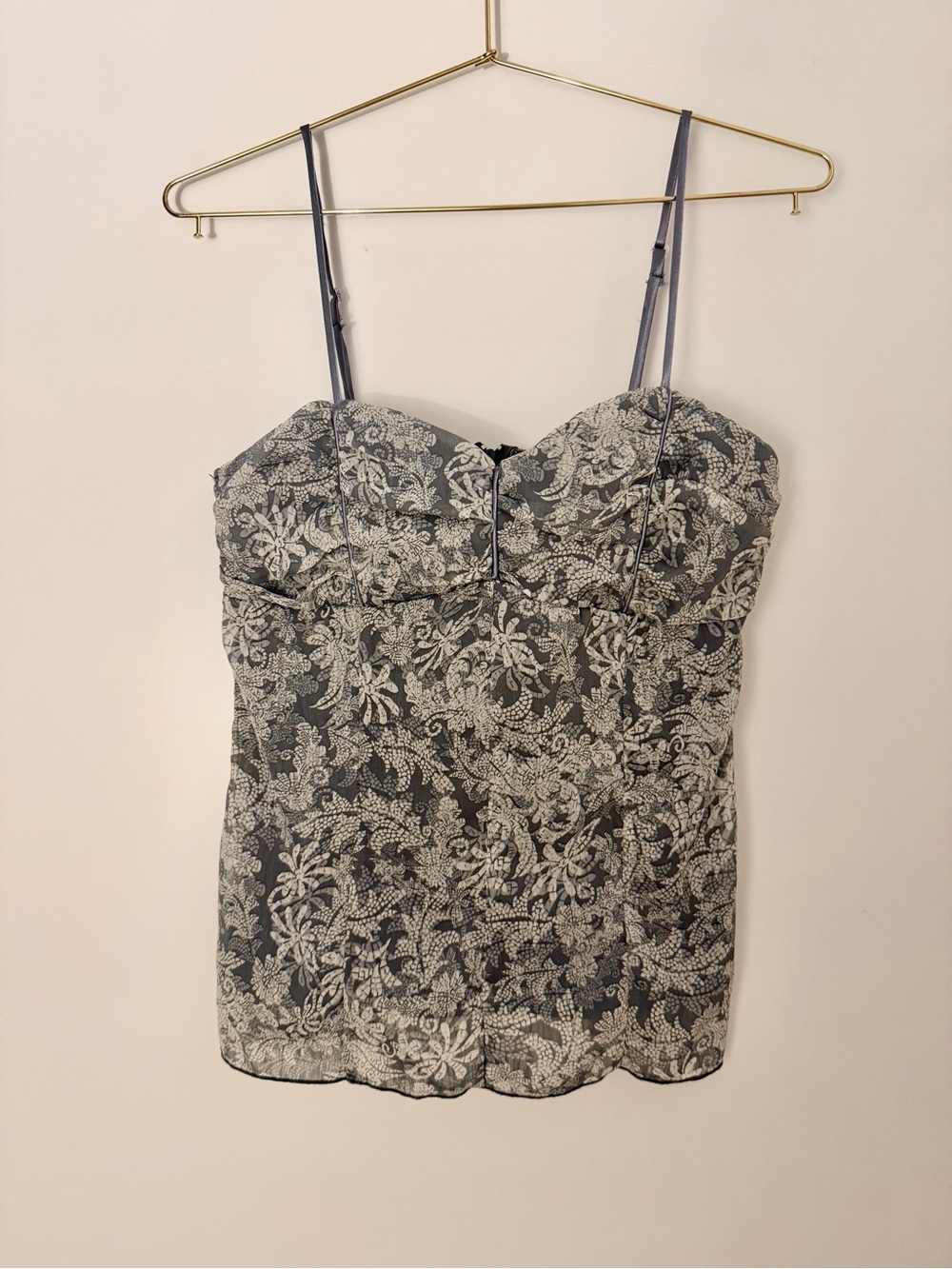 Y2K Studio Y Gray Floral Corset Camisole Tank
